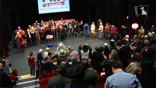 Réunion publique du Front de gauche au théâtre du bois de l'Aune